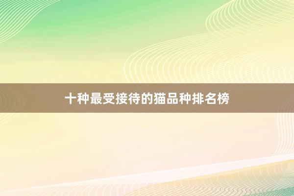 十种最受接待的猫品种排名榜